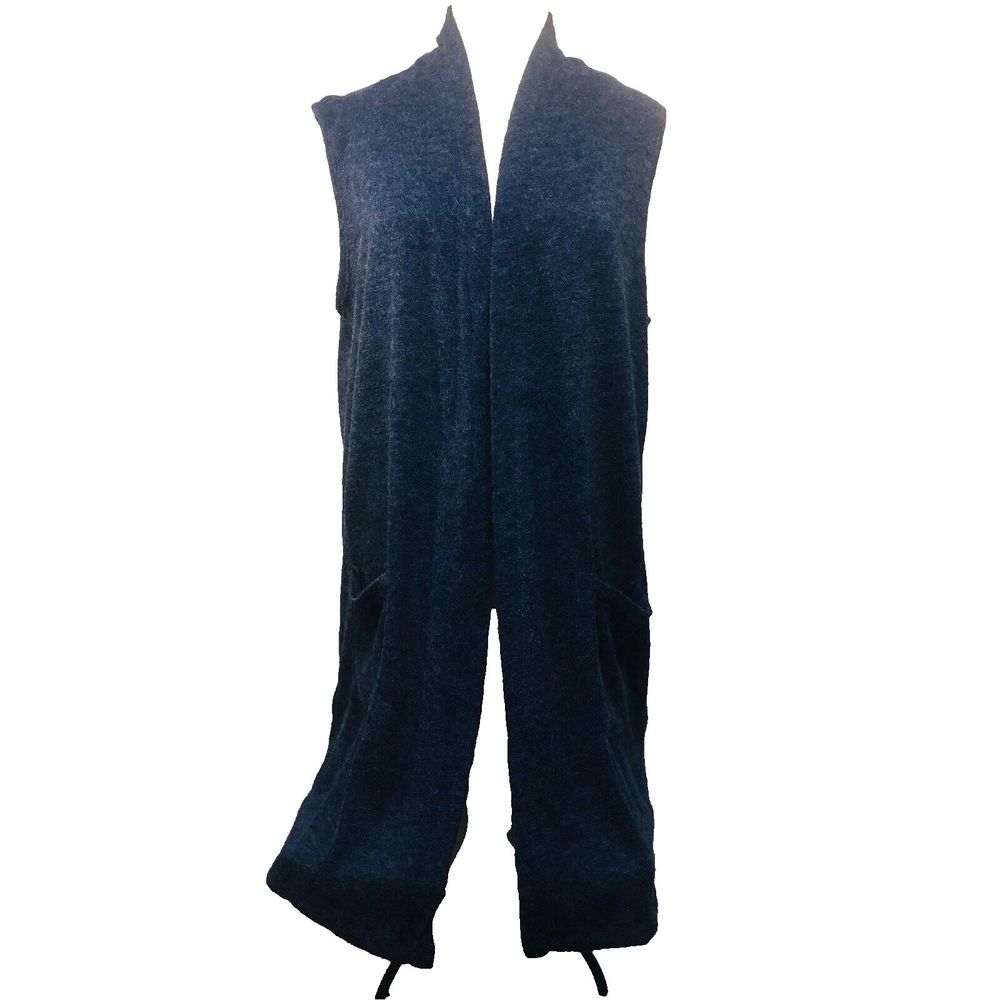 a.gain blue angora blend long sweater vest with pockets size med